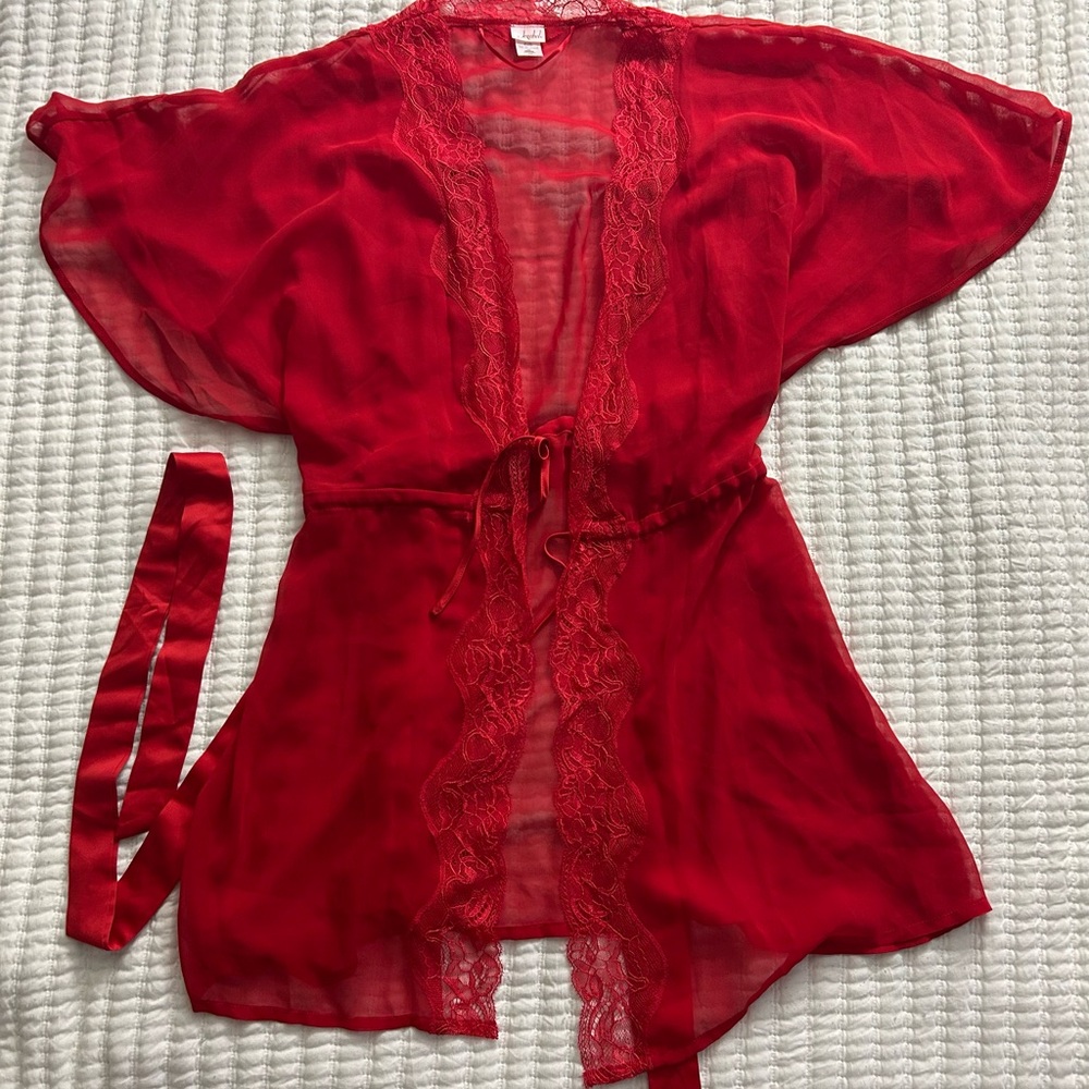 Jezebel Red Lace Robe Intimates Sleepwear